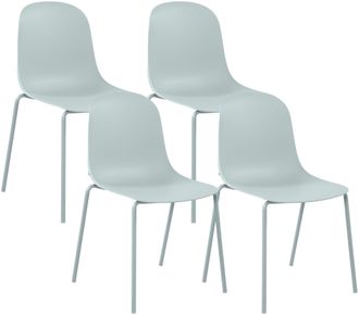 Clp Set De 4 Sillas Apilables Hardin Turquesa