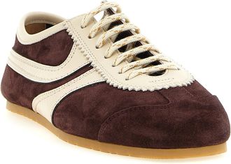 Dries Van Noten Calfskin Leather Colorblock Sneaker - Burgundy