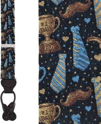 Trafalgar Store Father Knows Best Silk Button End Suspenders in Navy Blue at Nordstrom
