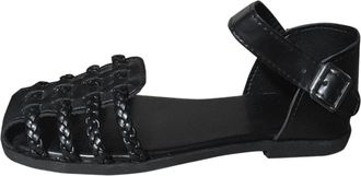 Generic Ladies Fashion Retro Flat Sandals Woven Leather Buckle Closed Toe Solid Color Summer Casual Comfortable Footwear (Black, 5.5)