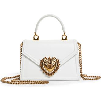 Dolce & Gabbana Mini Devotion Leather Top Handle Bag in Optical White at Nordstrom