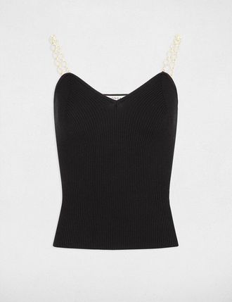 Morgan Trui in ribtricot met schouderbandjes