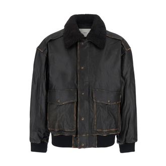 Dunst Detachable A-2 Leather Blouson - Heren - Leren en Su&egrave;de Jassen - Zwart - XL - Leer - Jassen