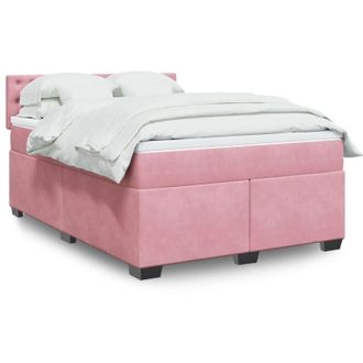 vidaXL Cama Box Spring Con Colch&oacute;n Terciopelo Rosa 160x200 Cm Vidaxl