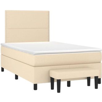 vidaXL Cama Box Spring Con Colch&oacute;n Tela Color Crema 120x200 Cm Vidaxl