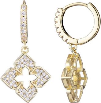 Adornia Adornia 14K Plated Cz Pointed Clover Drop Huggie Hoop Earrings