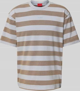 HUGO BOSS T-Shirt mit geripptem Rundhalsausschnitt Modell Dockoe in Sky, Gr&ouml;&szlig;e XL