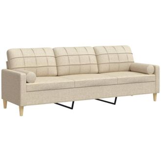 vidaXL Vidaxl - Sof&aacute; De 3 Plazas Con Cojines Tela Color Crema 210 Cm