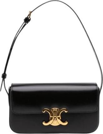 Celine Pre-owned Shoulder Bag - Dames - Vintage Schoudertas - Zwart - ONE Size - Leer - Vintage
