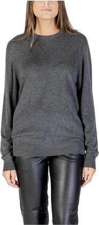 Guess Jamaar Crewneck Gestikte Trui - Dames - Ronde hals truien - Grijs - XL - Wol - Truien & Vesten