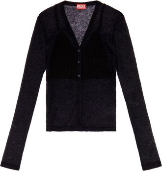 Diesel M-Arina semi-sheer cardigan - women - Mohair/Polyamide/Alpaca - M - Black