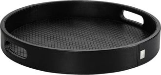 Schubiger M&ouml;bel Tablett Lederoptik, Schwarz D: 36cm