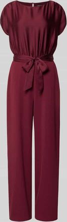 Swing Jumpsuit mit Bindeg&uuml;rtel in Bordeaux, Gr&ouml;&szlig;e 34