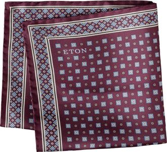 Eton Geometric Print Silk Twill Pocket Square in Red at Nordstrom