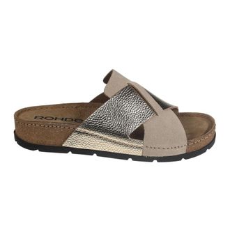 Rohde Schoenen, Dames, Geel, 36 EU, Leer, Gouden Leren Slide Sandaal