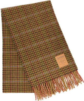 Ganni Compact Wool Scarf Mini Checks