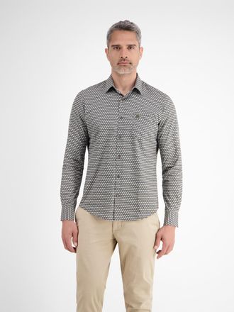 Lerros Langarmhemd LERROS LERROS Langarmhemd mit grafischem Muster, Herren, Gr. 3XL, Normal- und Kurzgr&ouml;ssen, nordic olive, 100% Baumwolle, Hemden Langarmhem