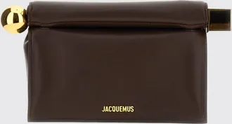 Jacquemus Clutch Rond Carr&eacute; a mano in pelle di agnello liscia con logo