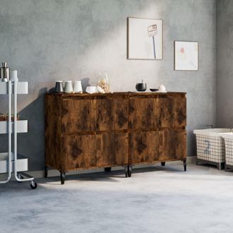 vidaXL Vidaxl - Aparadores 2 Uds Madera Contrachapada Roble Ahumado 60x35x70 Cm