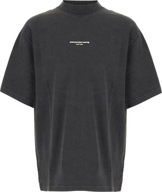 Alexander Wang Logo Print T-shirt met korte mouwen - Heren - T-shirts - Zwart - 2XS - Katoen - Tops