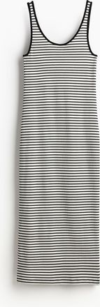 H&M Geripptes Jerseykleid - White
