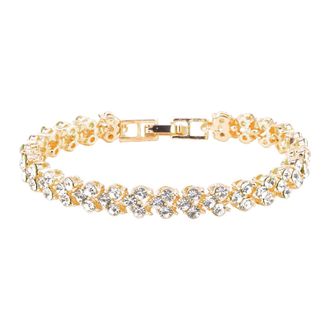 Generic Elegant Gold Rhinestone Bracelet for Women Dainty Charm Jewelry Lightweight and Stylish Accessory for Girls and Ladies (Gold, One Size)