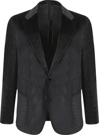 Lardini Klassieke Zwarte Corduroy Jas - Heren - Blazers - Zwart - M - Katoen - Jassen