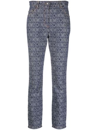 Moschino Jeans slim con logo jacquard - Blu