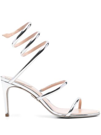 Rene Caovilla 80mm Cleo sandals - women - Patent Calf Leather/Calf Leather/Calf Leather - 39 1/2 - Silver