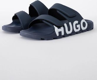 HUGO BOSS Mens HUGO Evander Mens Logo Sandals with Double Touch-Closure Straps - Dark Blue 402 - Navy - Size: 11