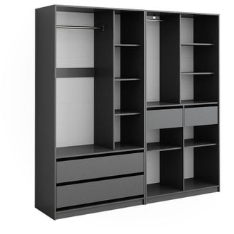 Vicco Armario Elmo, Antracita, 100 X 200 Cm Lote De 2 Vicco