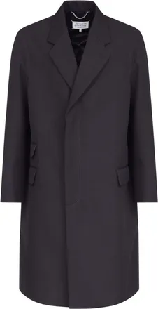 Maison Margiela single-breasted mid-length coat - men - Virgin Wool/Silk - 50 - Black