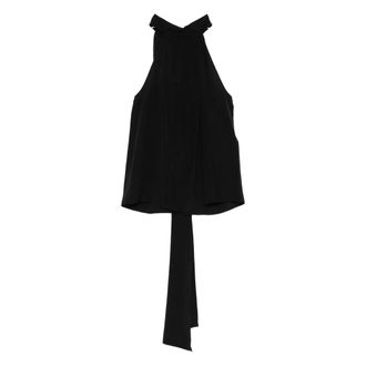 Tom Ford Tops, Dames, Zwart, S, Zijden Halter Lavalli&egrave;re Top met Pliss&eacute; Details