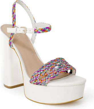 Guess Womens Platform Heeled Sandals Fl5mss7065 - White - Size EU 40