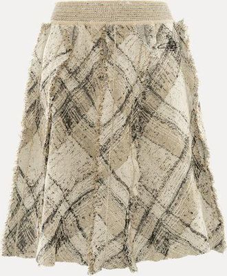 Vivienne Westwood Broken Tartan Skirt Cotton Linen Blend Gold-multi S Women