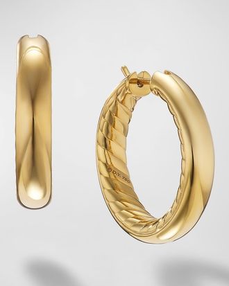 David Yurman Sculpted Cable Hoop Earrings in 18K Gold, 5mm, 1L