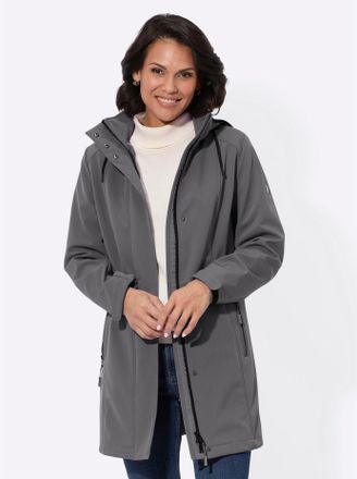 Casual Looks Softshelljacke CASUAL LOOKS, Damen, Gr. 36, grau (anthrazit), 94% Polyester, 6% Elasthan, unifarben, Jacken Softshelljacke