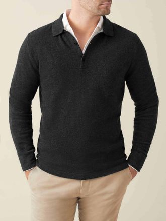 Luca Faloni Charcoal Grey Cashmere (2-Ply) Polo Sweater