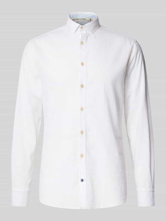 Colours & Sons Slim Fit Freizeithemd aus Baumwoll-Leinen-Mix in Weiss, Gr&ouml;&szlig;e XXL