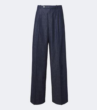 Jil Sander Cotton chambray wide-leg pants