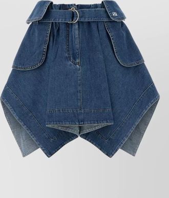 Loewe belted denim skirt asymmetric hem pockets