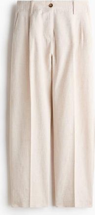 H&M Tapered Linen-blend Trousers in Light Beige at Nordstrom, Size 12