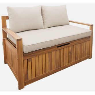 Sweeek Panca cassapanca da giardino in legno di acacia con cuscino, 110L