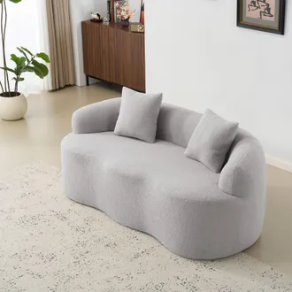 STILVORA Divano Dritto 2 Posti In Tessuto Morbido, Forma Curva A Fagiolo Con Cuscini, Schiuma E Molle, Design Ergonomico, Grigio