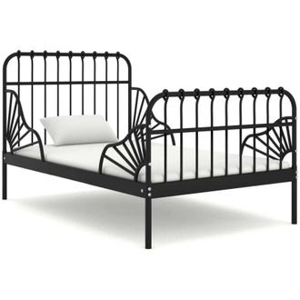 vidaXL Vidaxl - Letto singolo in metallo allungabile-estraibile 80 x 130-200 cm vari colori colore : Nero