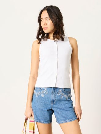 Fat Face FatFace Rosa White Button Ribbed Vest