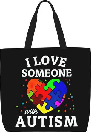 Generic Women Handbag I Heart Someone With Autism Women Beach Bag Girls Reusable Ladies Purse, For Work, Wedding, Graduation, Holiday, Birthday