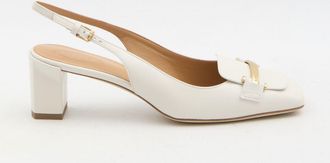 Tod's Tods Womens Slingback Pumps - White Leather - Size 37.5 EU/IT
