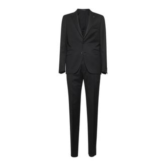 Tagliatore Single Breasted Suits, male, Black, Size: XL Two-piece Suit