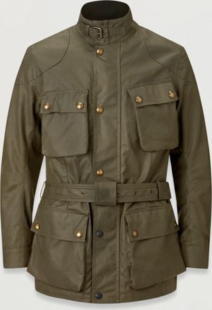Belstaff Trialmaster Motorcycle Jacket Mens Waxed Cotton Olive Green Size 2XL